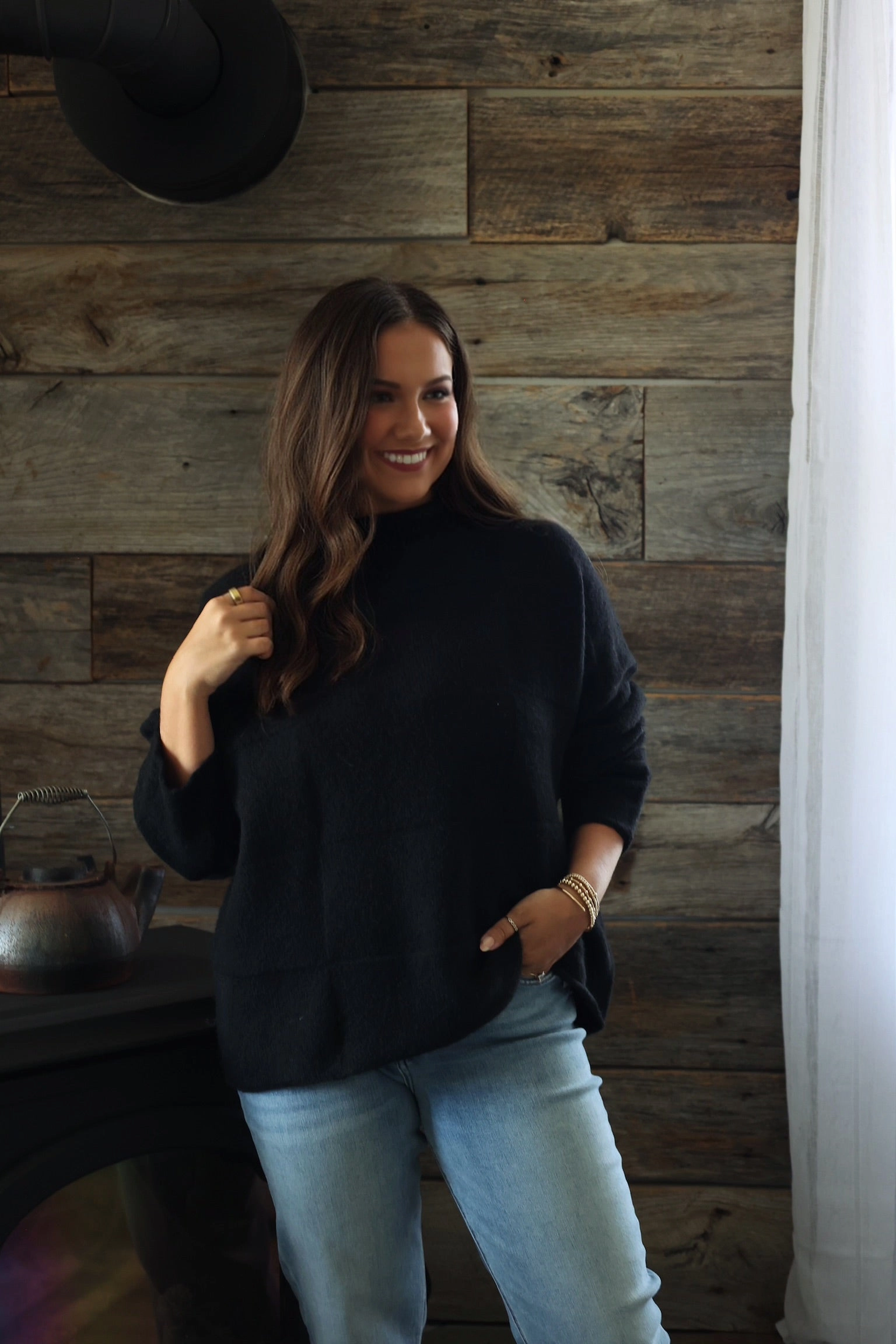 OdorControl AntiPillingSurface Ryleigh Mock Neck Sweater - Black (FINAL SALE)