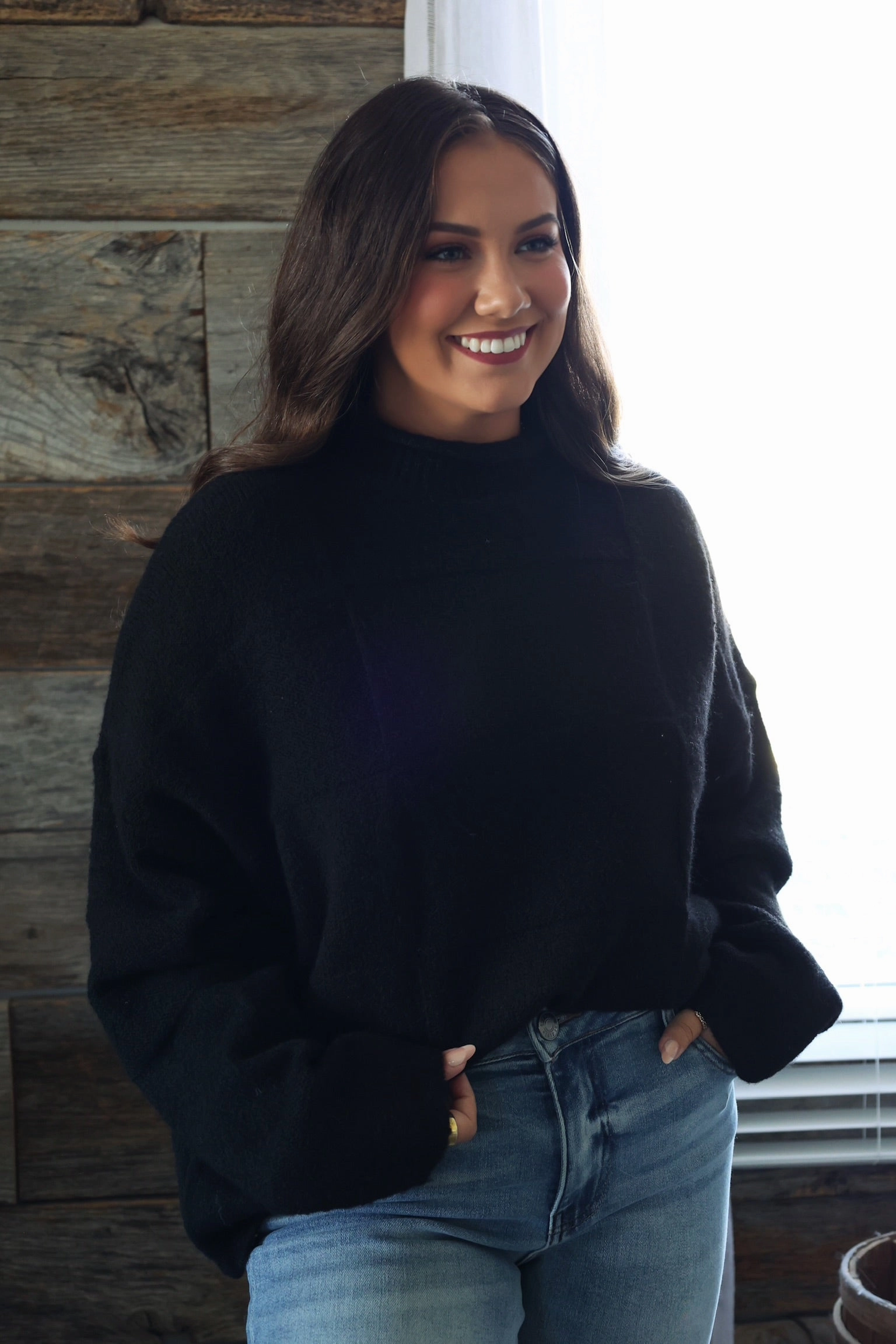 Ryleigh Mock Neck Sweater - Black (FINAL SALE) Non Restrictive Fit