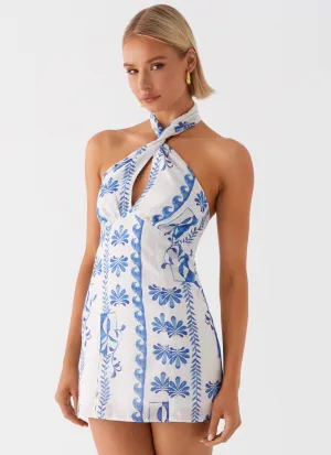 Sabine Linen Mini Dress - Floral Wave Flexible Mobility