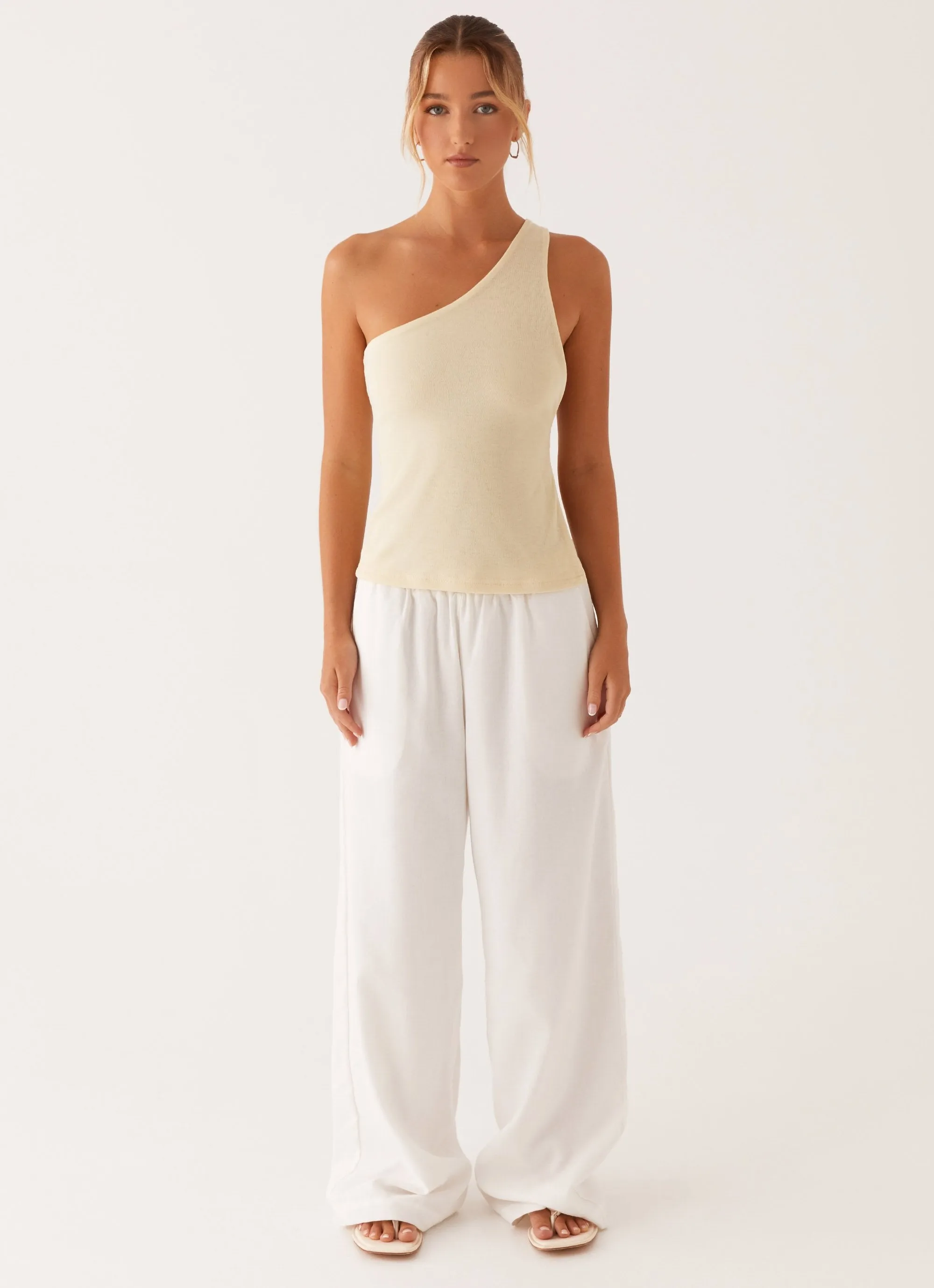 Safiya One Shoulder Top - Yellow Durable Color Retention