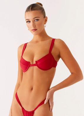 space-saving Stretch Resistant Panels Airlie Balconette Bikini Top - Deep Red