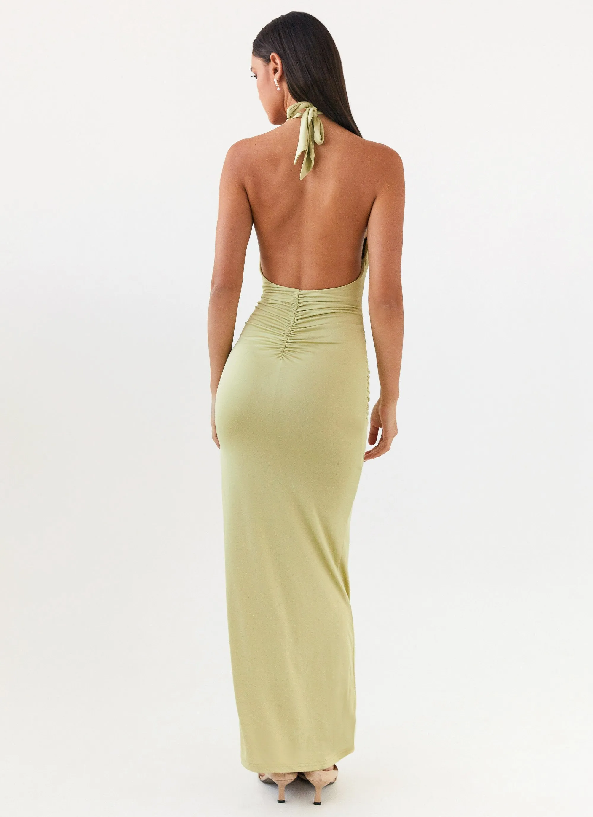 Trendy Design Lightweight texture Samara Halterneck Maxi Dress - Sage