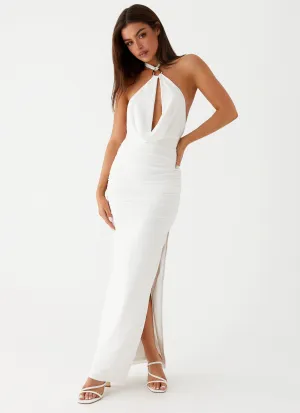Soft Touch Minimalist Fit Samara Halterneck Maxi Dress - White