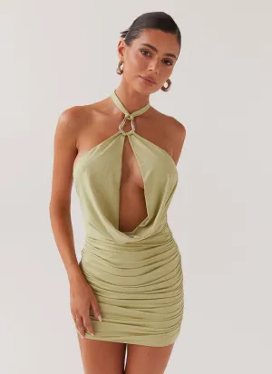Samara Halterneck Mini Dress - Sage Minimalist Style Chill Wear