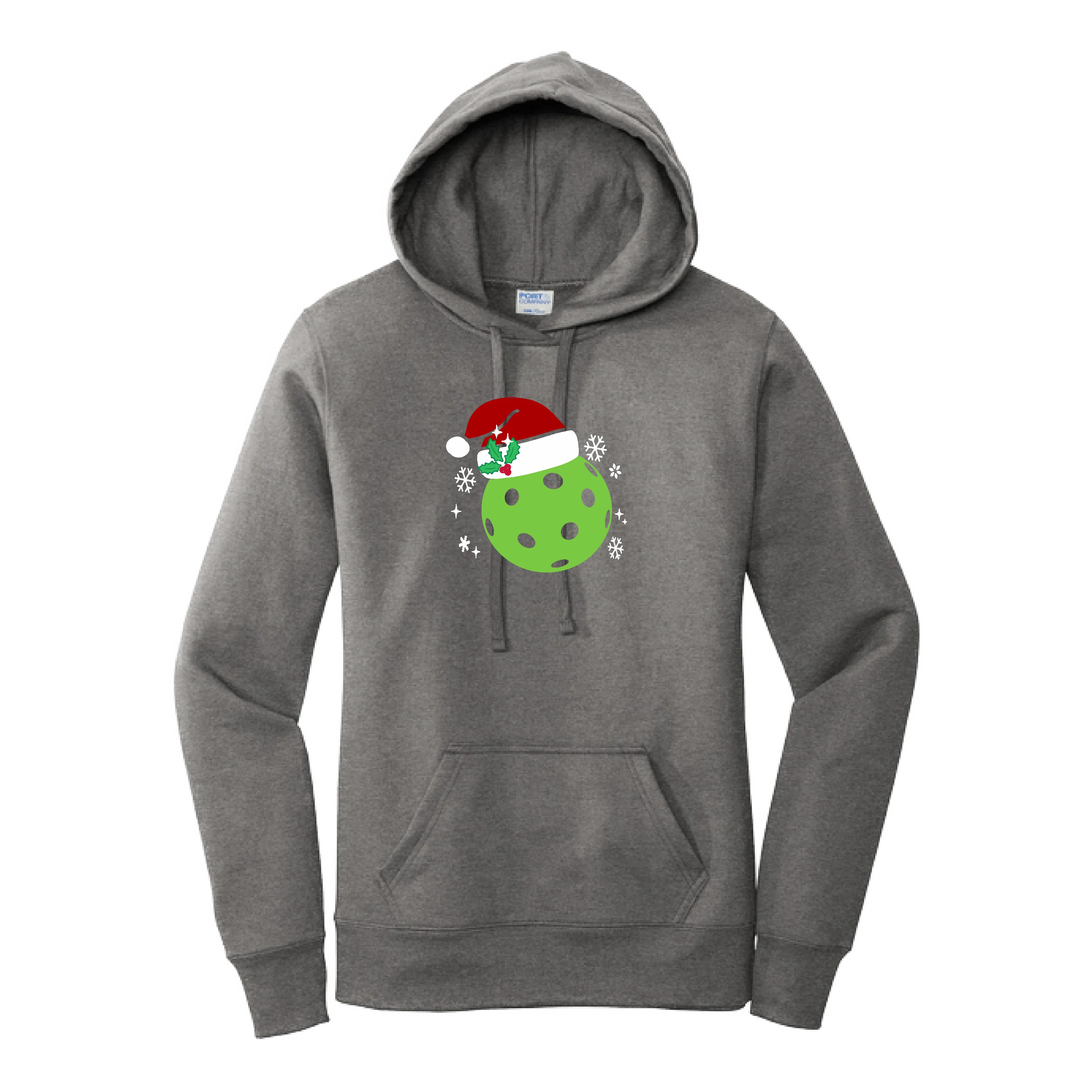 Santa Hat | Women’s Fitted Hoodie Pickleball Sweatshirt | 50% Cotton 50% Poly Fleece