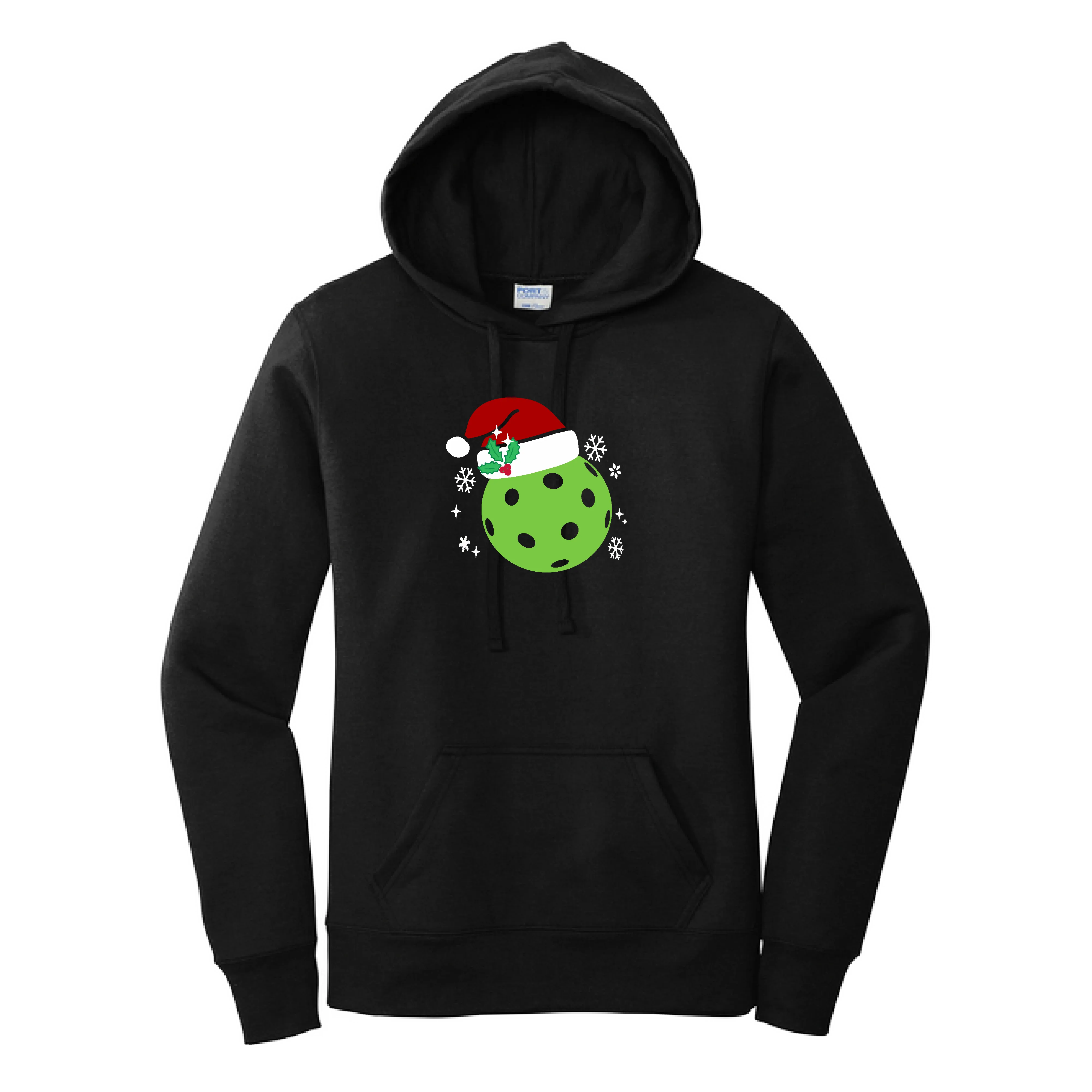 Santa Hat | Women’s Fitted Hoodie Pickleball Sweatshirt | 50% Cotton 50% Poly Fleece