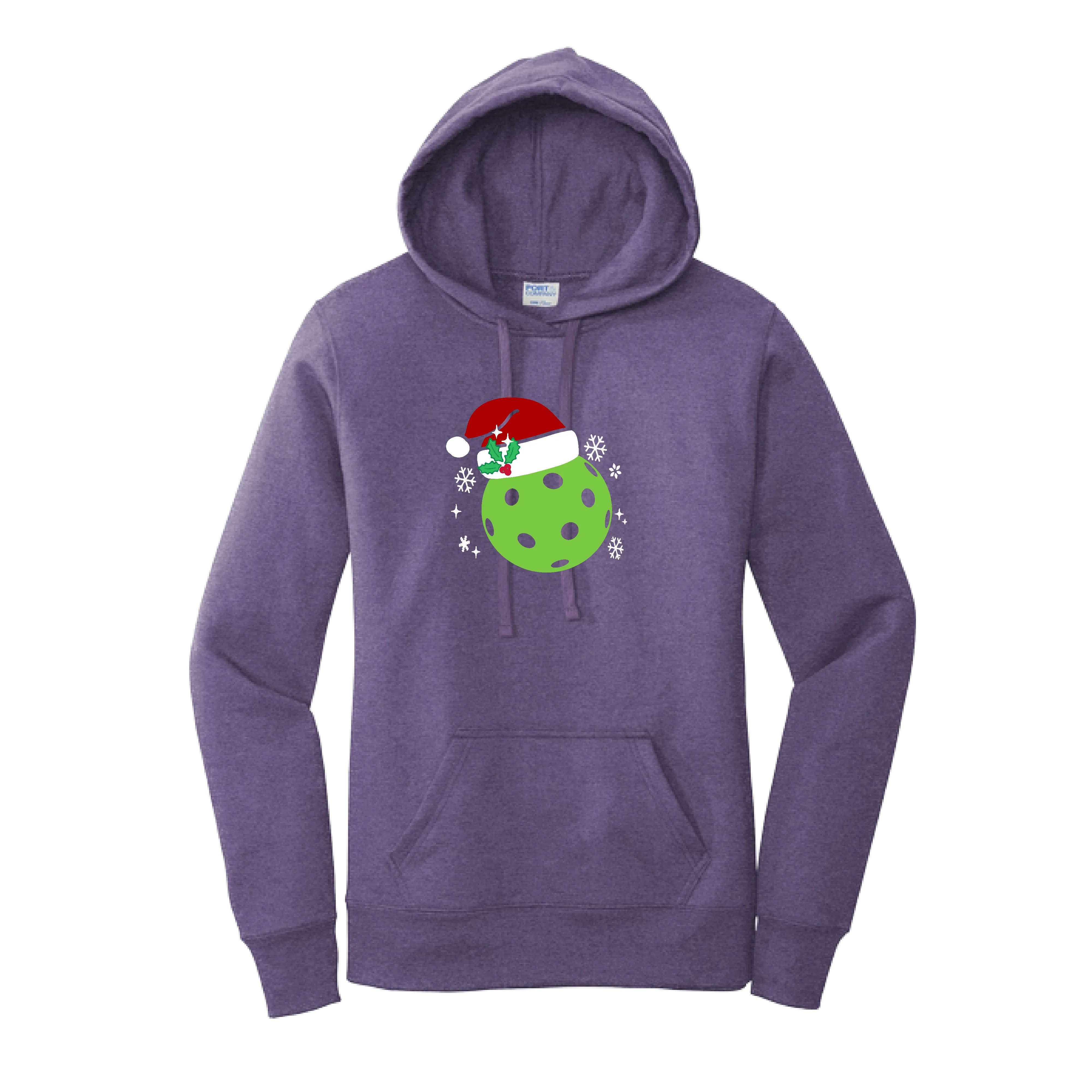 Santa Hat | Women’s Fitted Hoodie Pickleball Sweatshirt | 50% Cotton 50% Poly Fleece