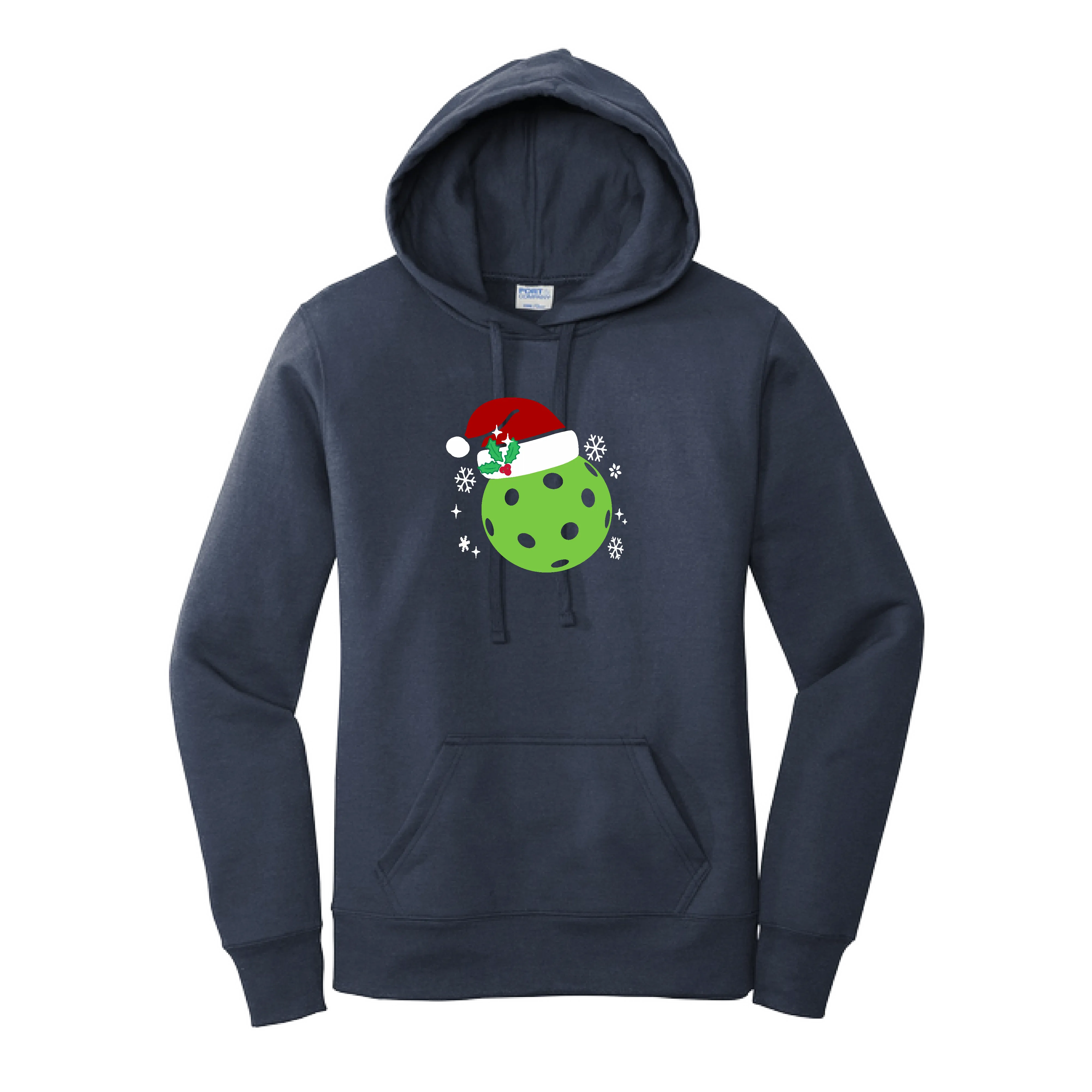 Santa Hat | Women’s Fitted Hoodie Pickleball Sweatshirt | 50% Cotton 50% Poly Fleece