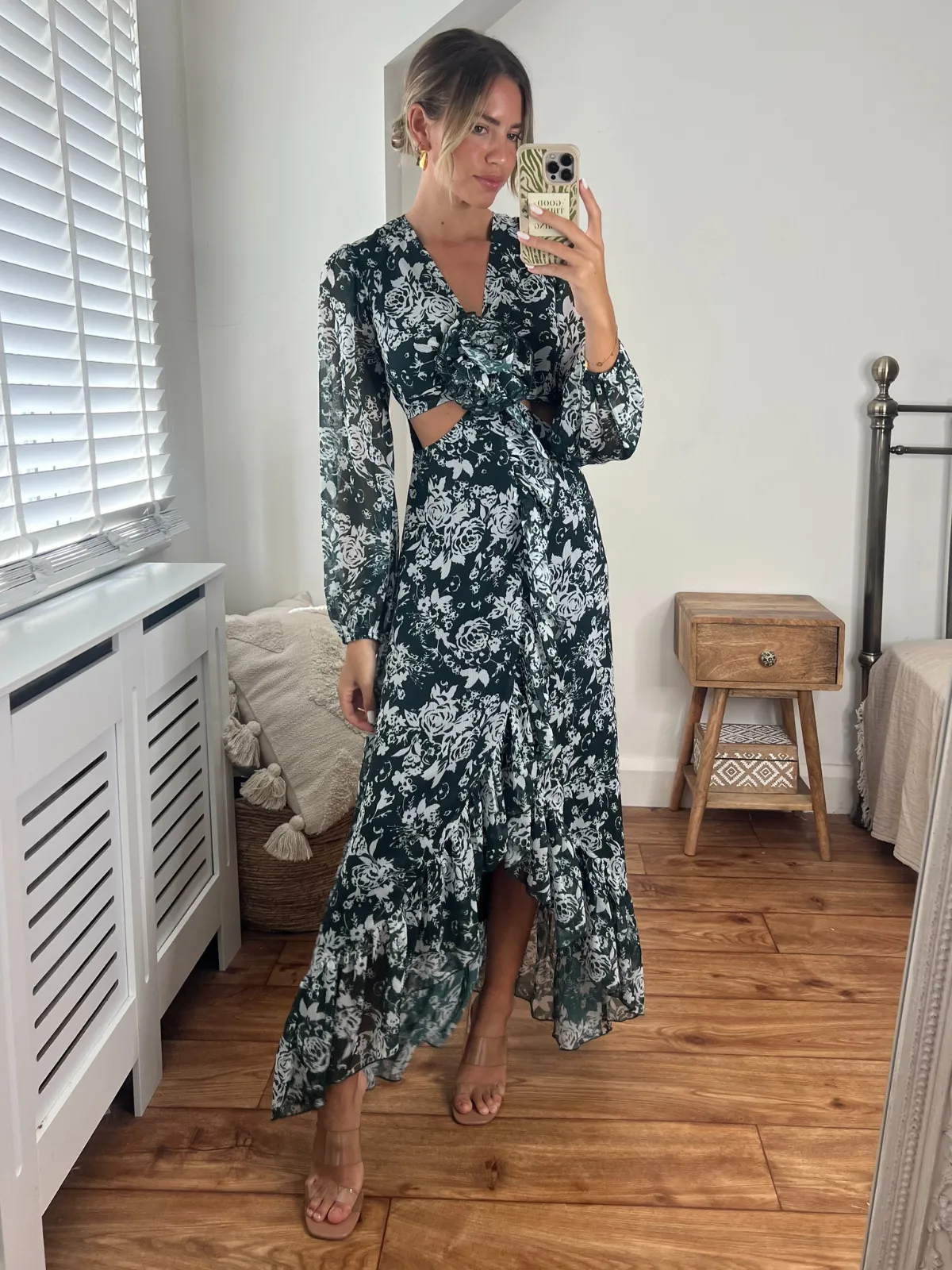 All Time Fit Sasha Corsage Cut Out Maxi Dress / Green Floral