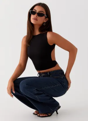 Midweight Four Way Stretch Saskie Crop Top - Black