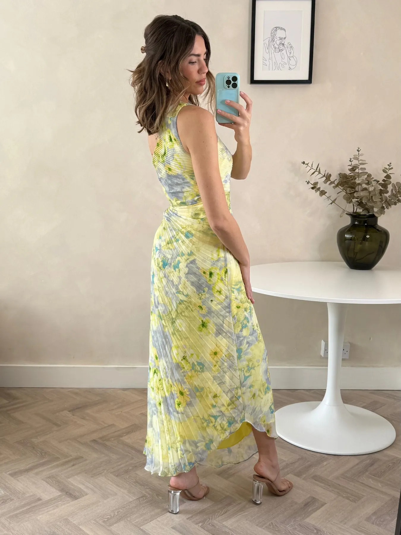 Marley Asymmetric Pleated Maxi Dress / Lemon Floral Polished Look Photo Light