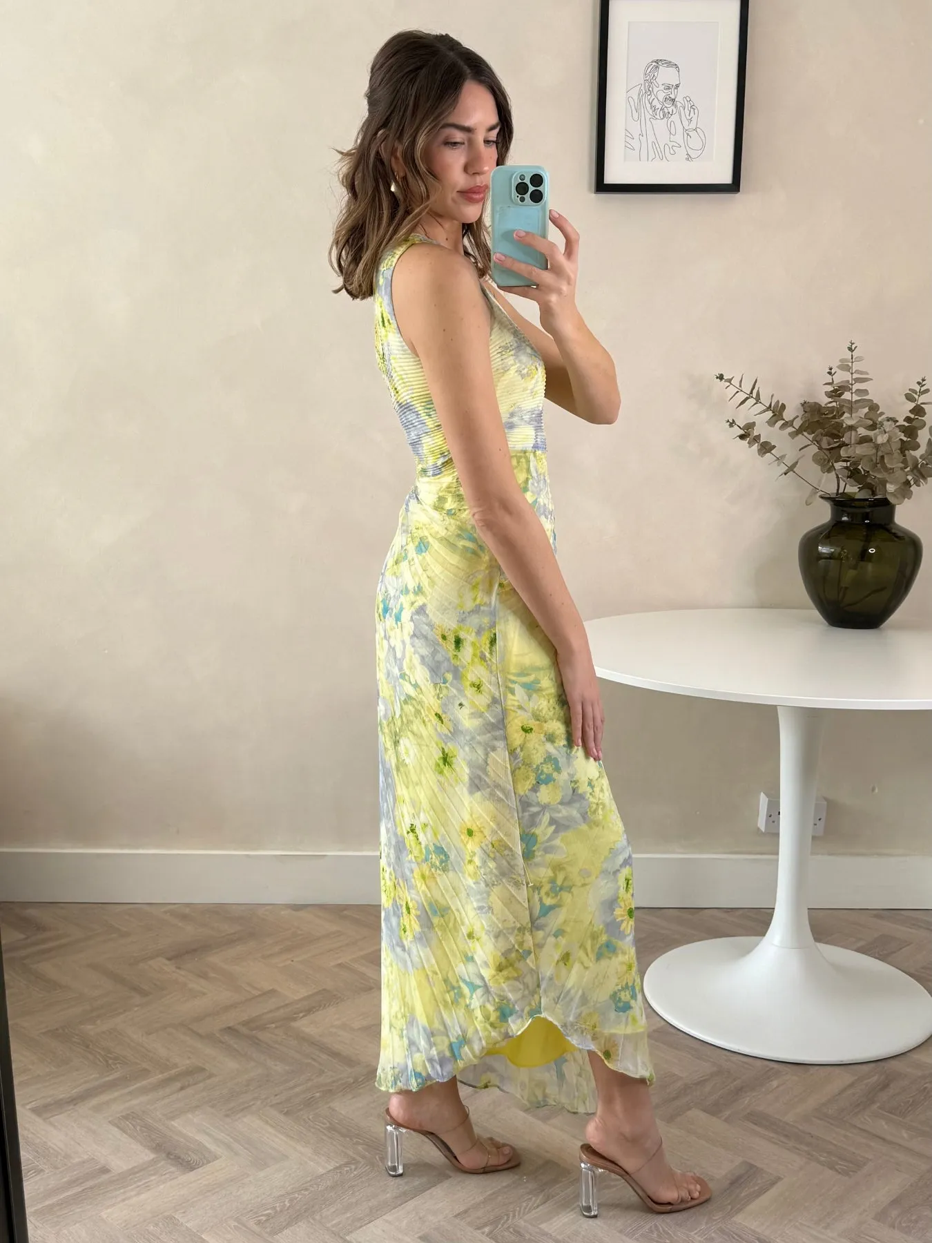 Marley Asymmetric Pleated Maxi Dress / Lemon Floral Festival Mood