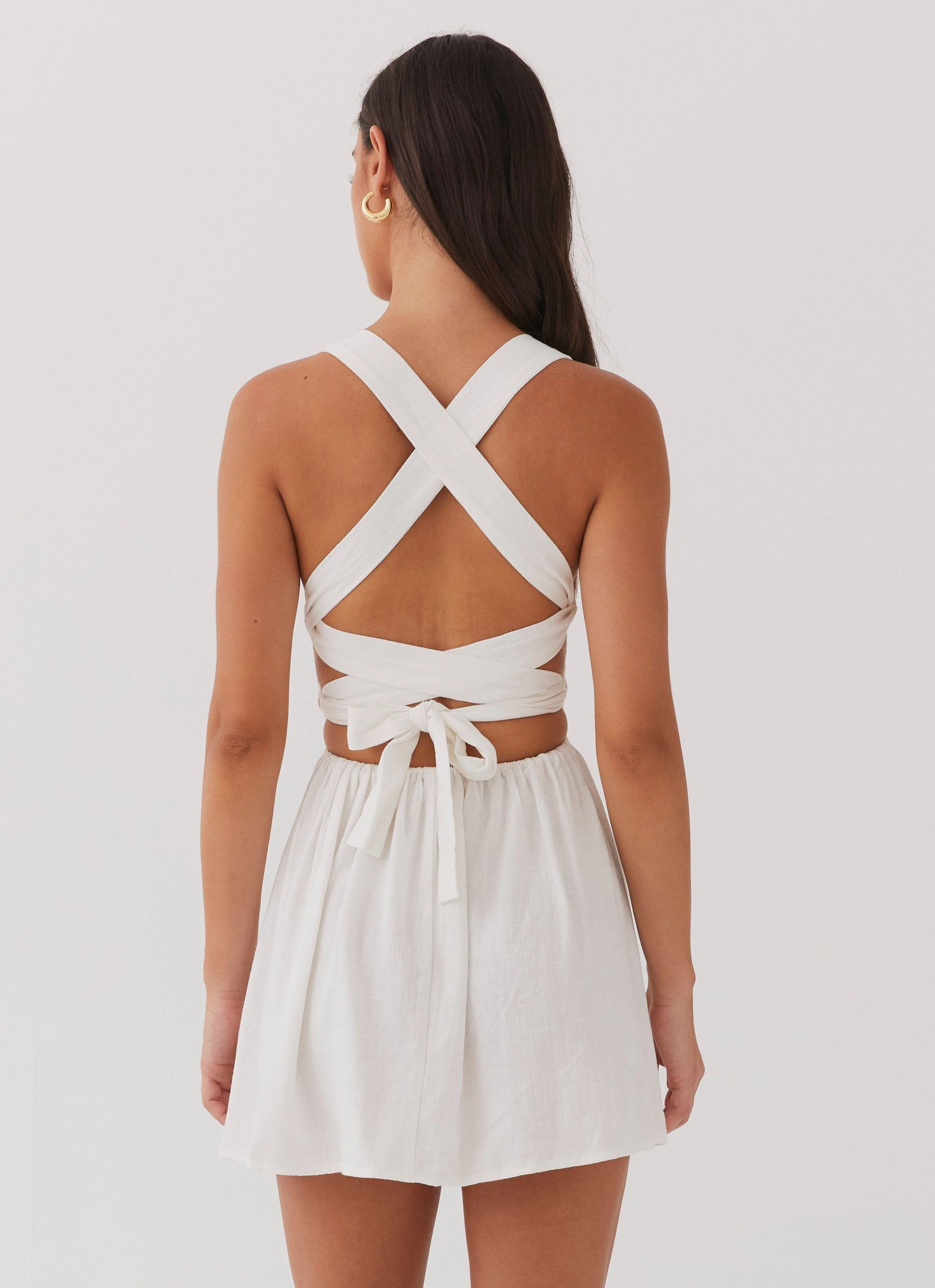 Soft Material Penelope Linen Mini Dress - Ivory