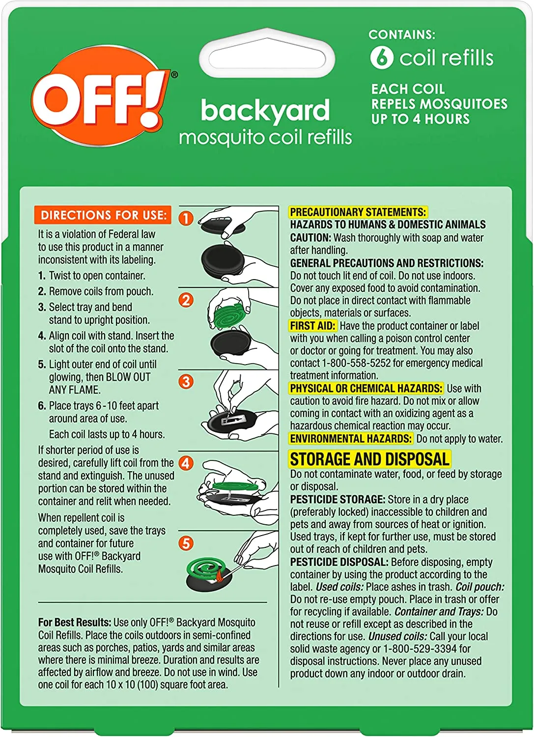 SC Johnson 75203 6-Count Pack Of Patio & Deck Mosquito Coil Refills - Quantity of 2