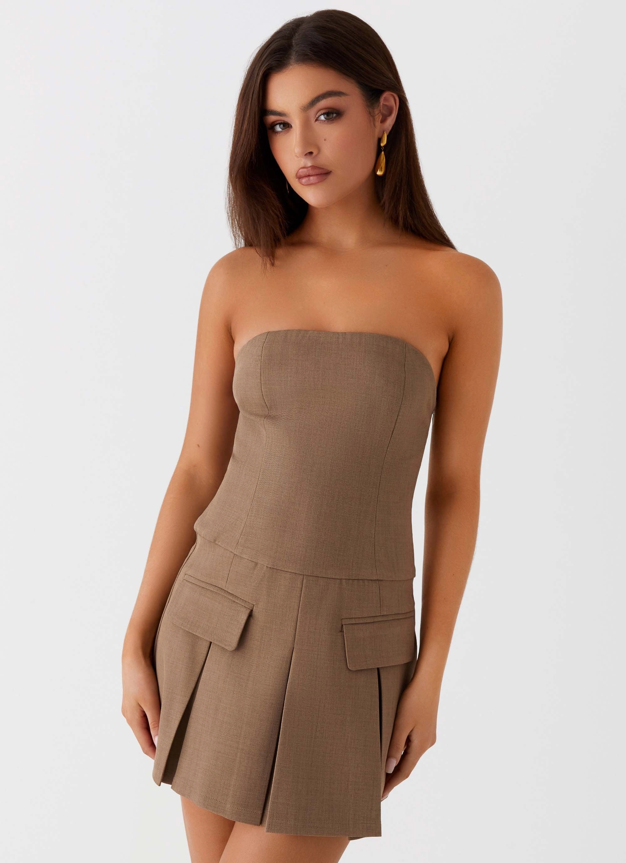 Cool Simplicity Deal-Breaker Mini Dress - Brown Beige