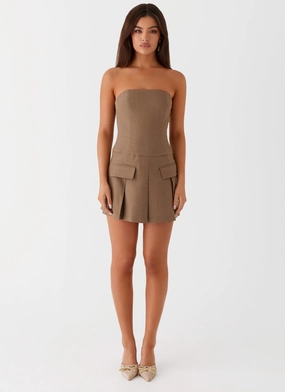 Perfect Waist Chill Moment Deal-Breaker Mini Dress - Brown Beige
