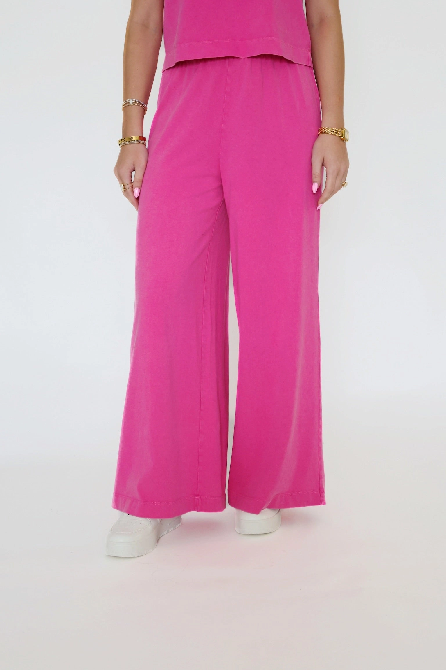 Scout Jersey Flare Pant- Island Pink (Final Sale) Layered Hemline Bonded Seam Durability
