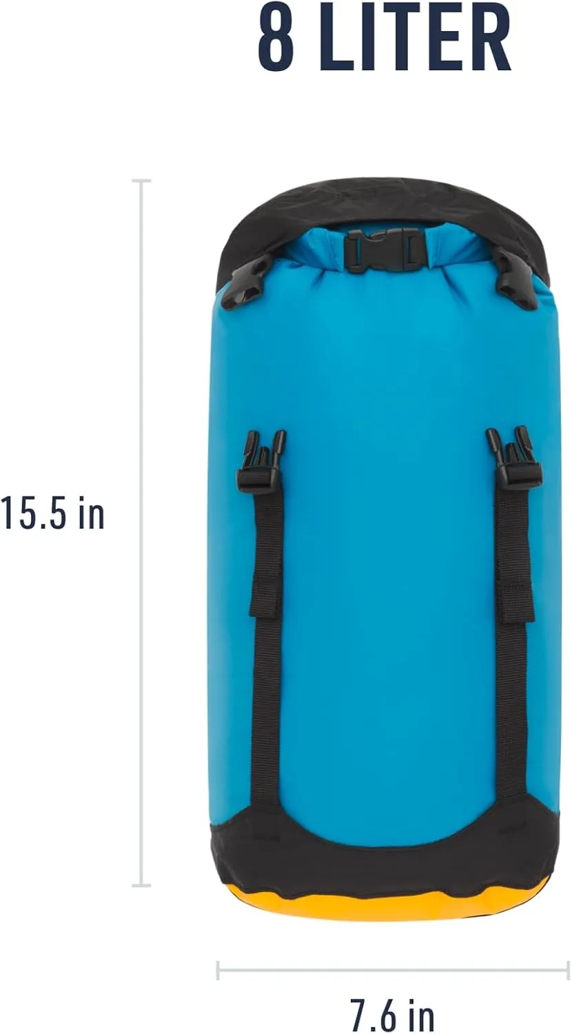 Sea to Summit eVac Compression Dry Bag, Waterproof Compression Sack, 8 Liter, TurkishTile Blue