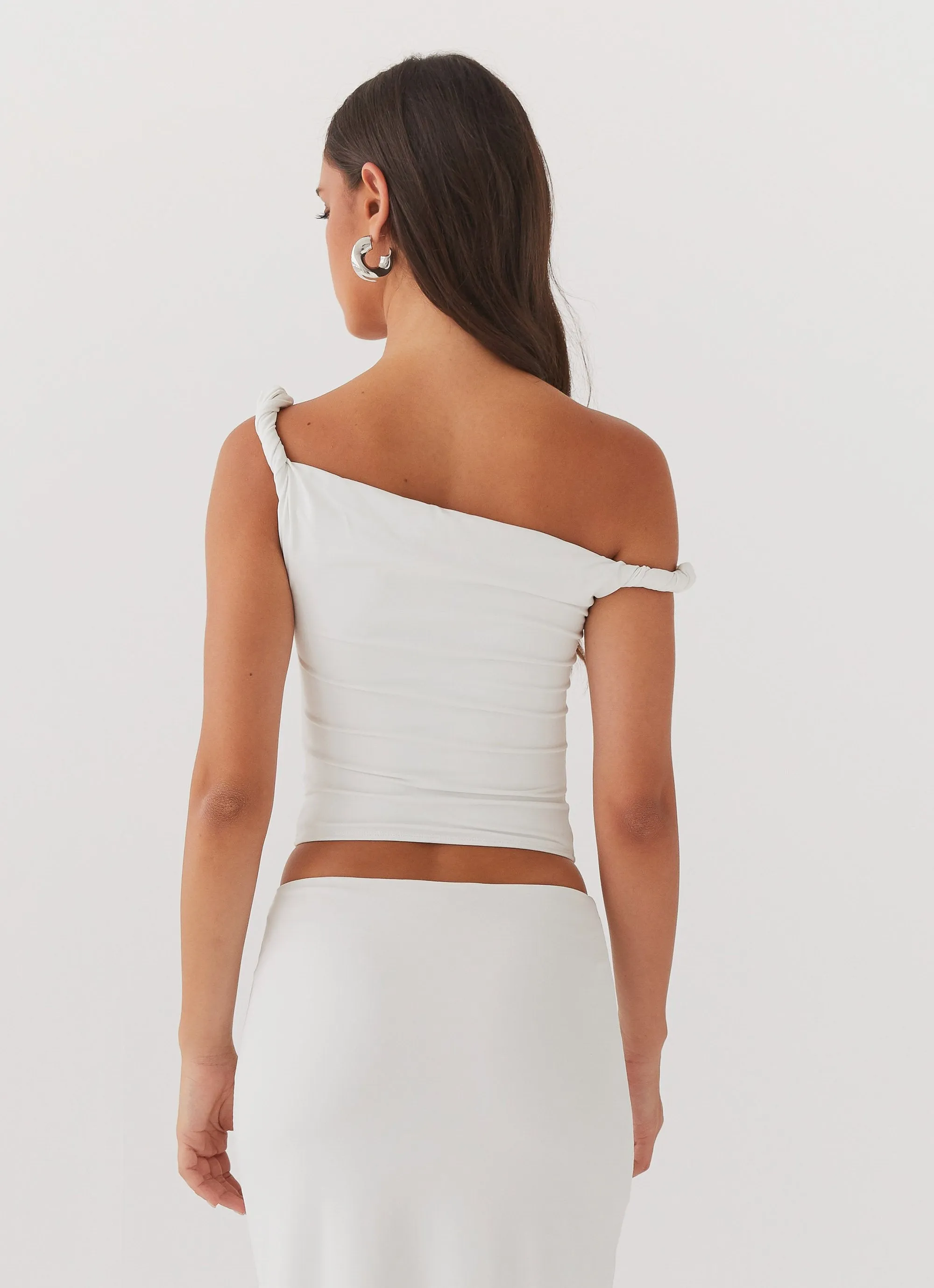 Solace Soul Twist Shoulder Top - Ivory ElasticTrimming Quick Release Fasteners
