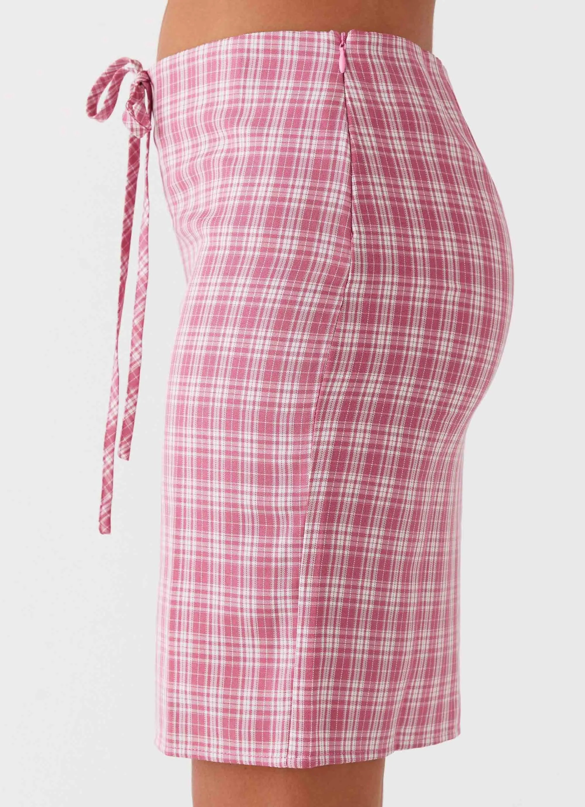 Mamita Midi Skirt - Pink Check Comfy Wear Playful Vibe