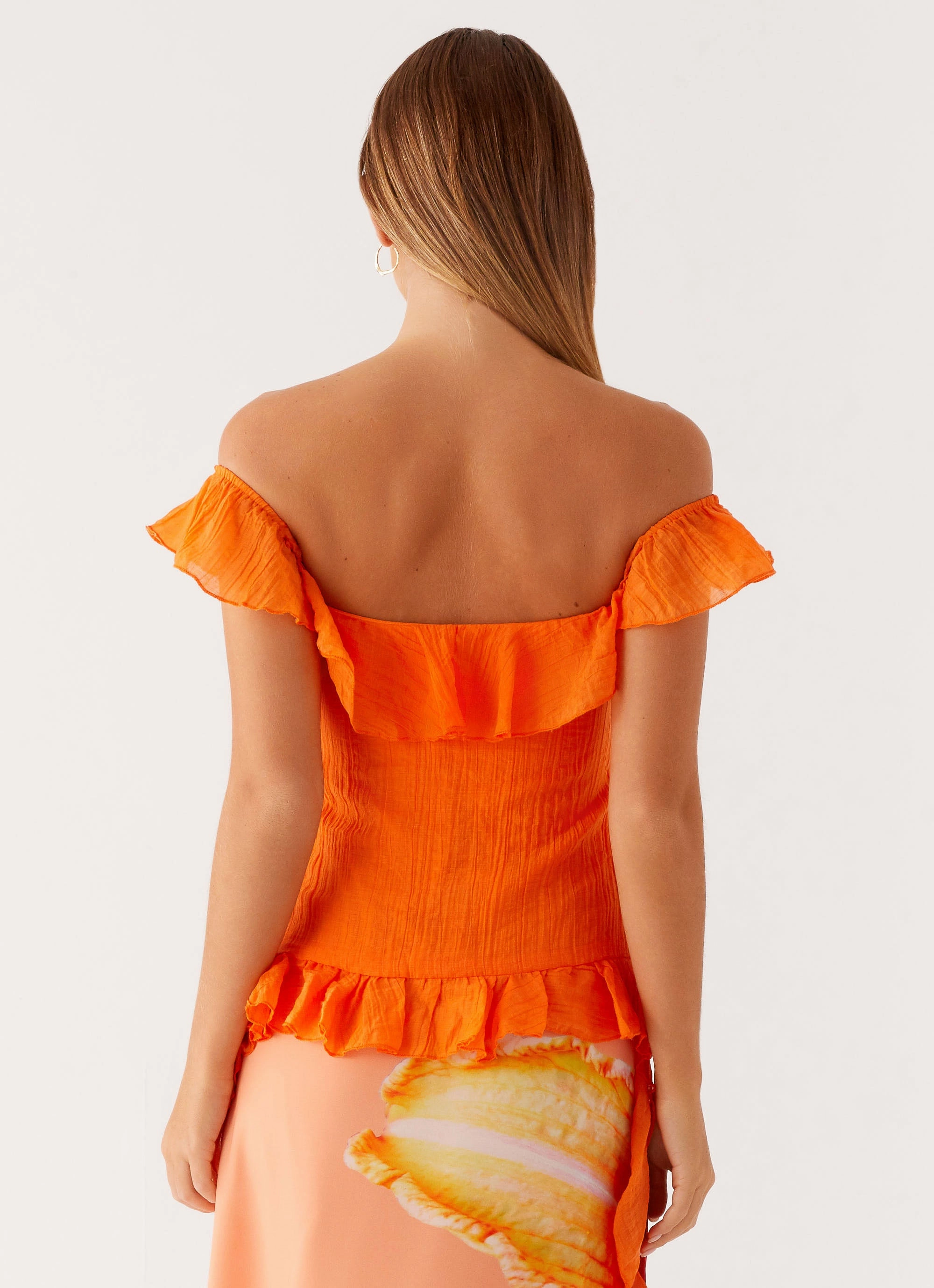 Dylan Off Shoulder Top - Orange NonRestrictiveSilhouette