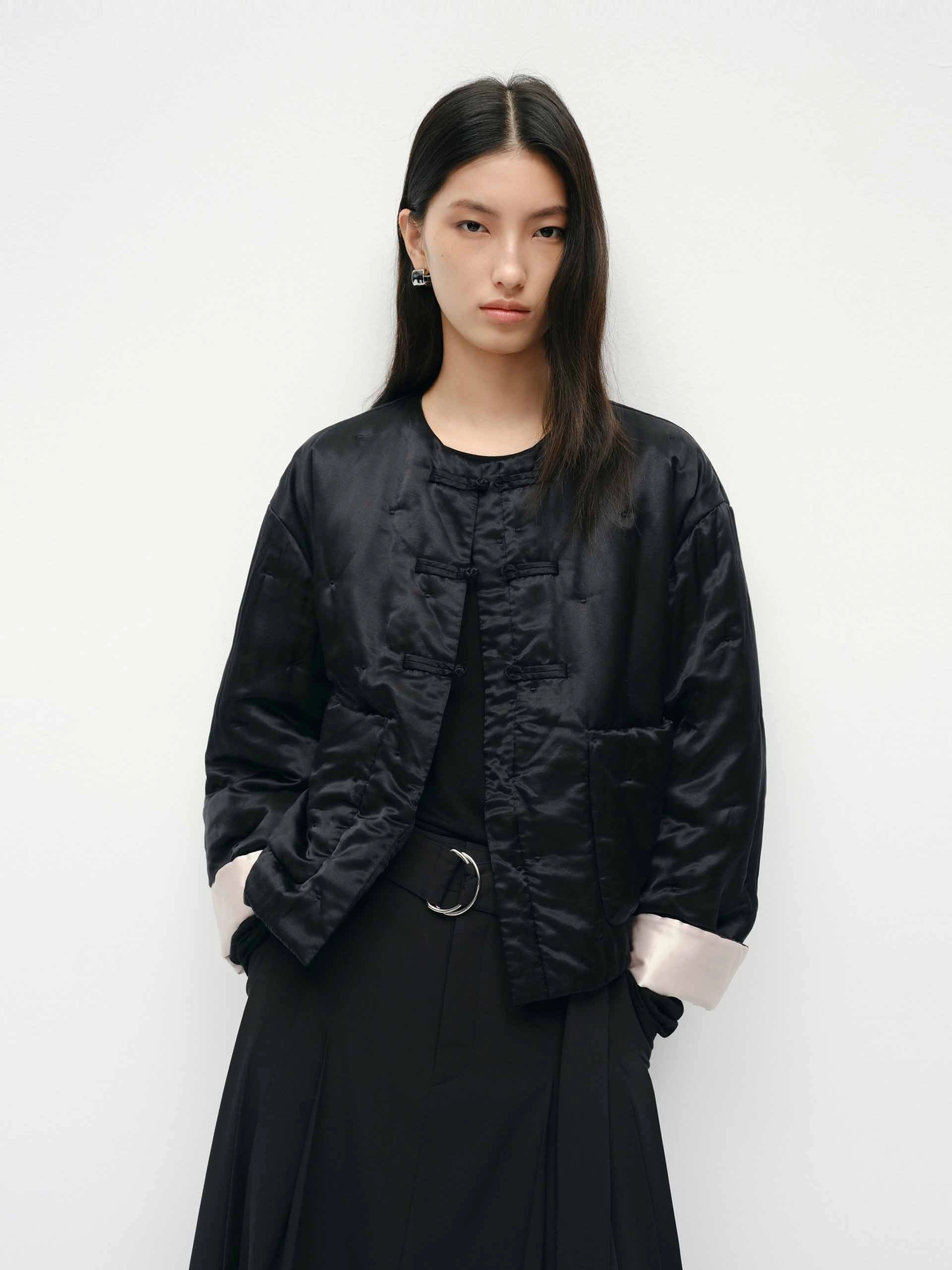 Silk Blend Quilted Coat Sleek Outer