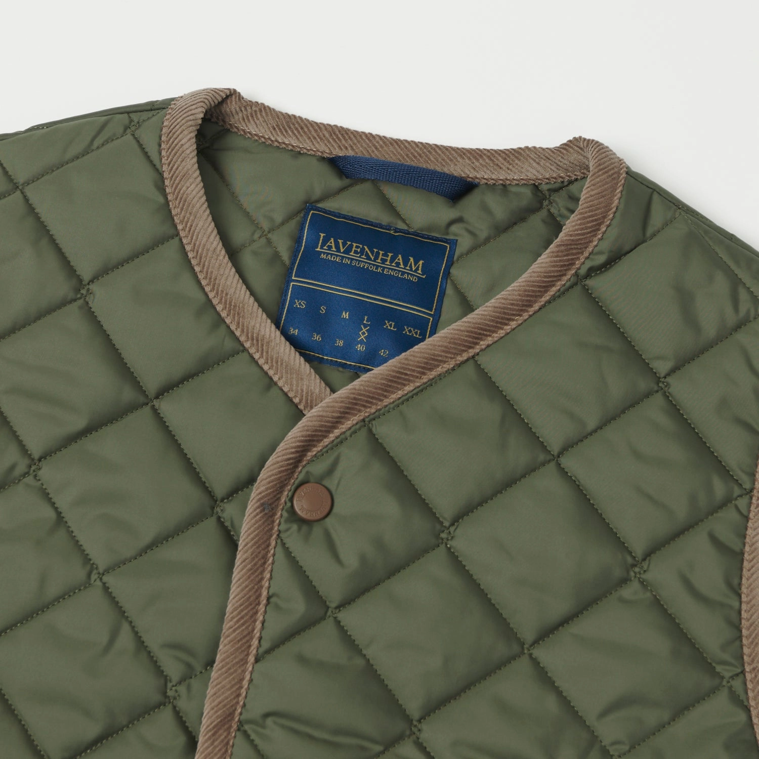 Basic Travel Fit Lavenham Thornham Quilted Gilet - Olive Green/Olive Green