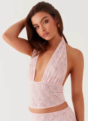 Dance Again Lace Crop Top - Baby Pink Elegant Cut