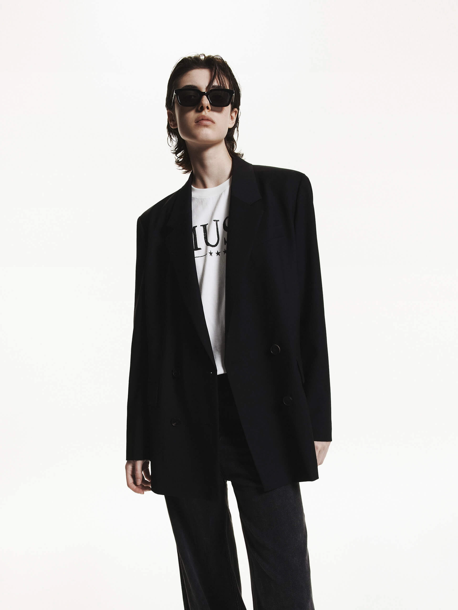 Seamless Knit Cuffs Double Breasted Tailored Blazer