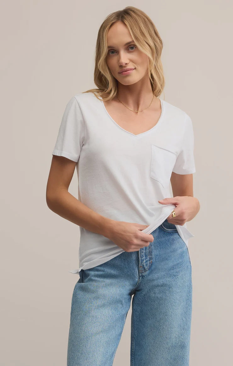 Modern Pocket Tee- White Denim Shirt Reinforced Seam Technique