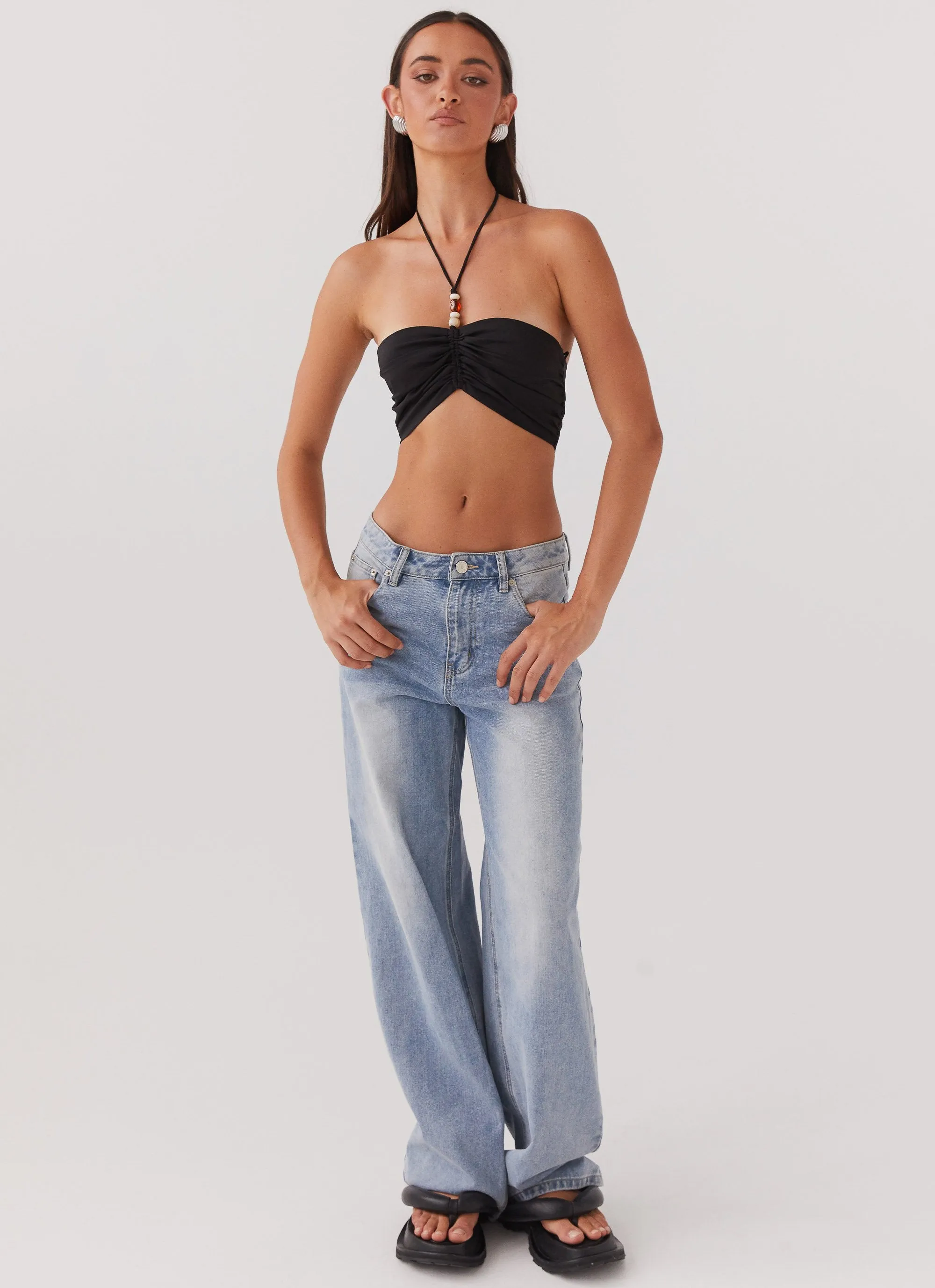 Non Restrictive Mobility Durable Hem Stitching Greta Beaded Top - Black