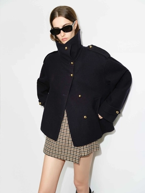Metal Button Wool Coat Advanced Wickability System