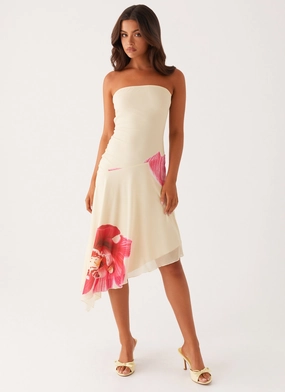 Mariposa Midi Dress - Orchid Yellow spring fresh Fold-Over-Detail