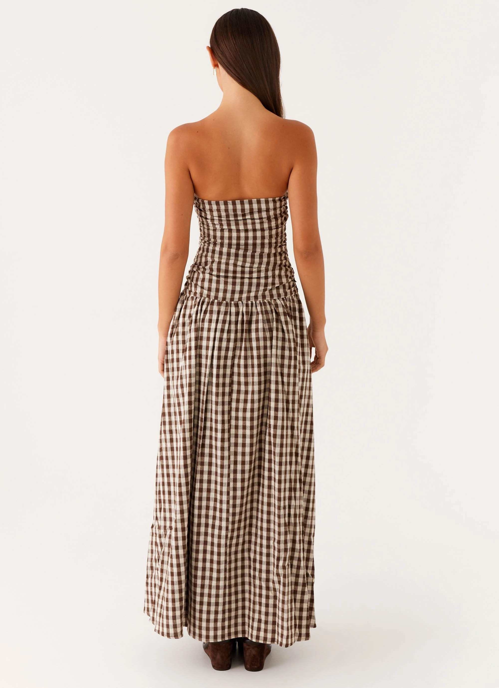 Comfortable Fashion Carmel Maxi Dress - Brown Gingham