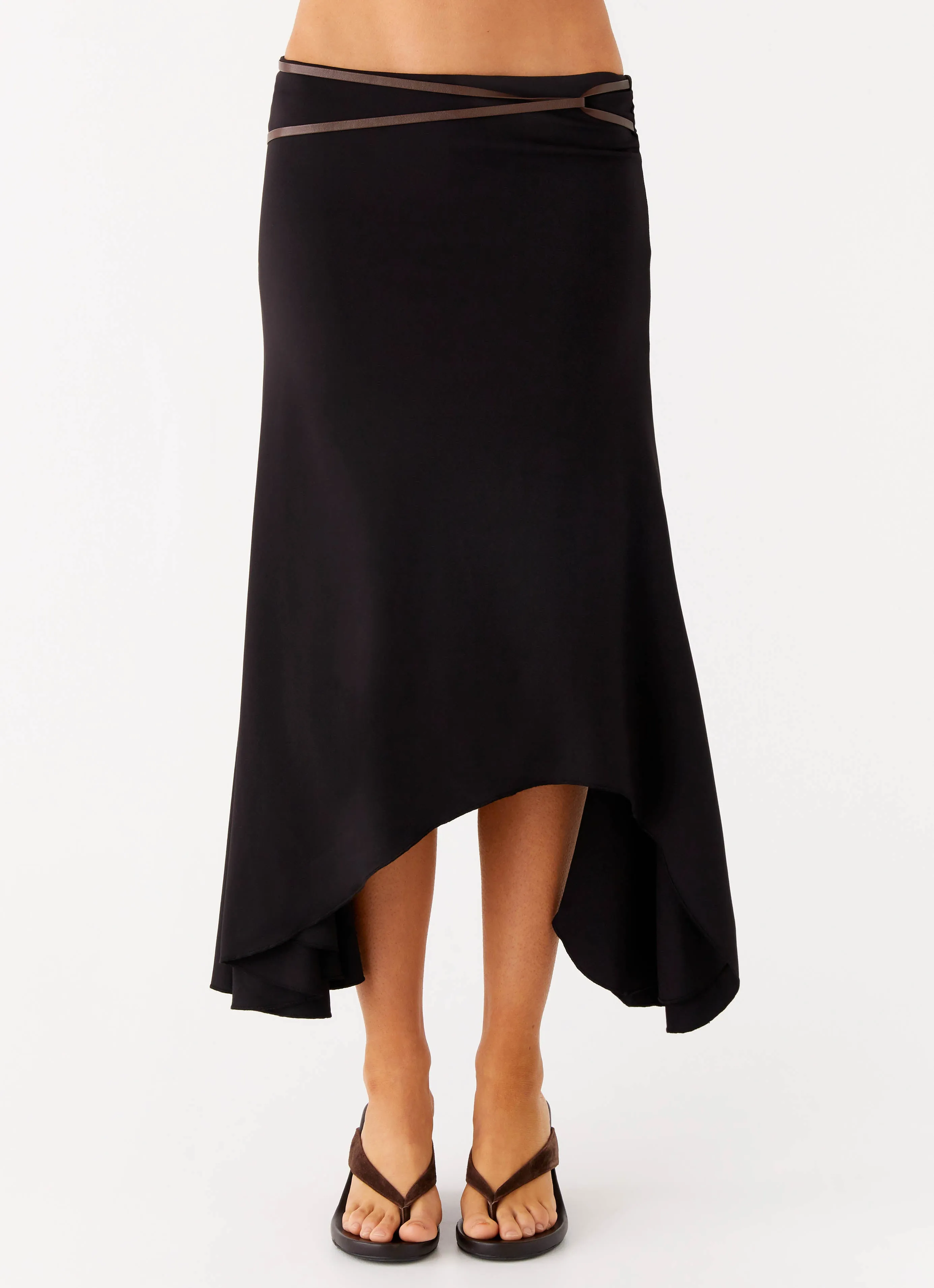 High low hem Seattle Midi Skirt - Black