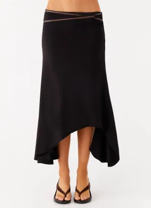 High low hem Seattle Midi Skirt - Black