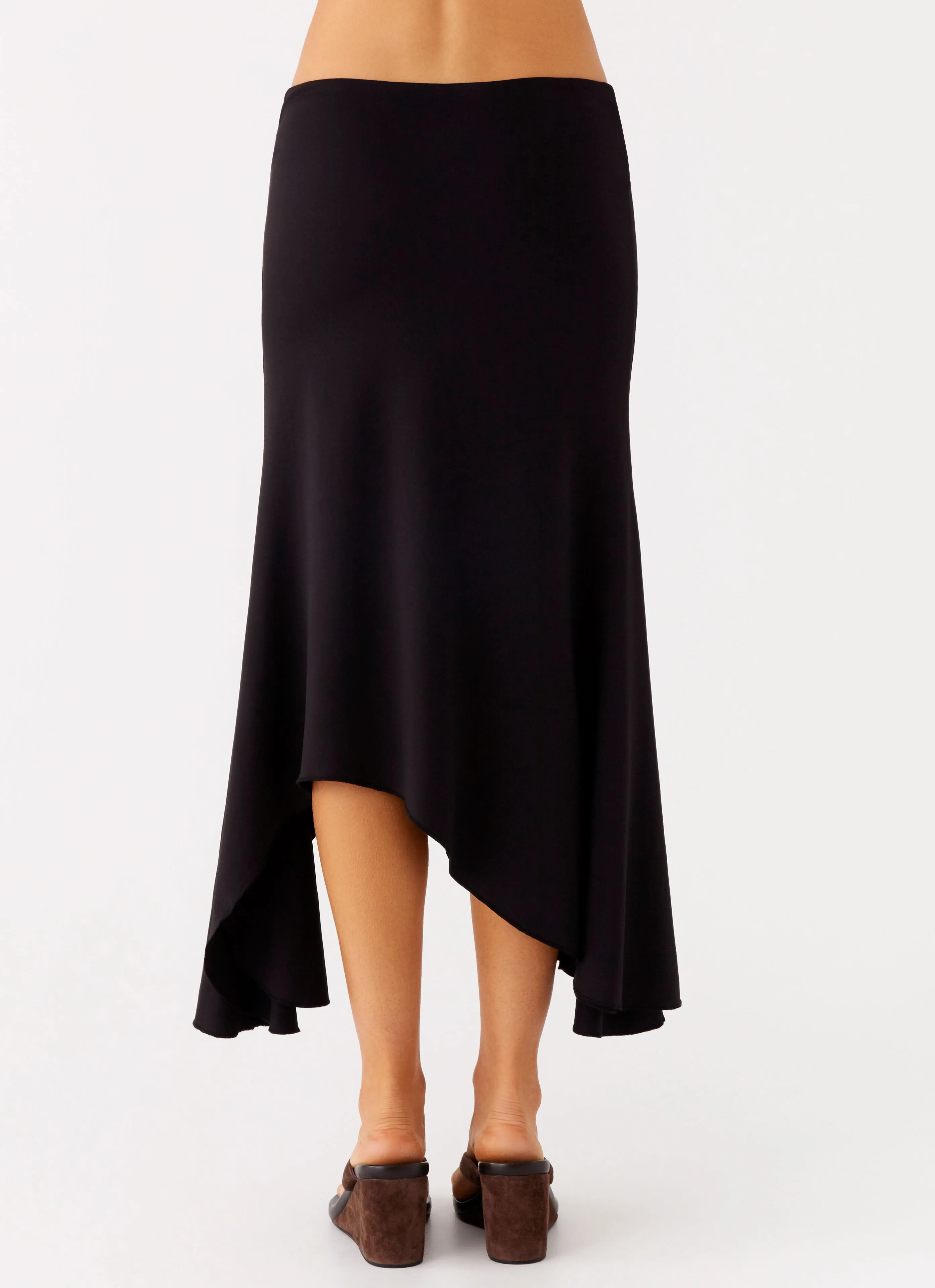 Seattle Midi Skirt - Black Future Fashion Hip Skimming