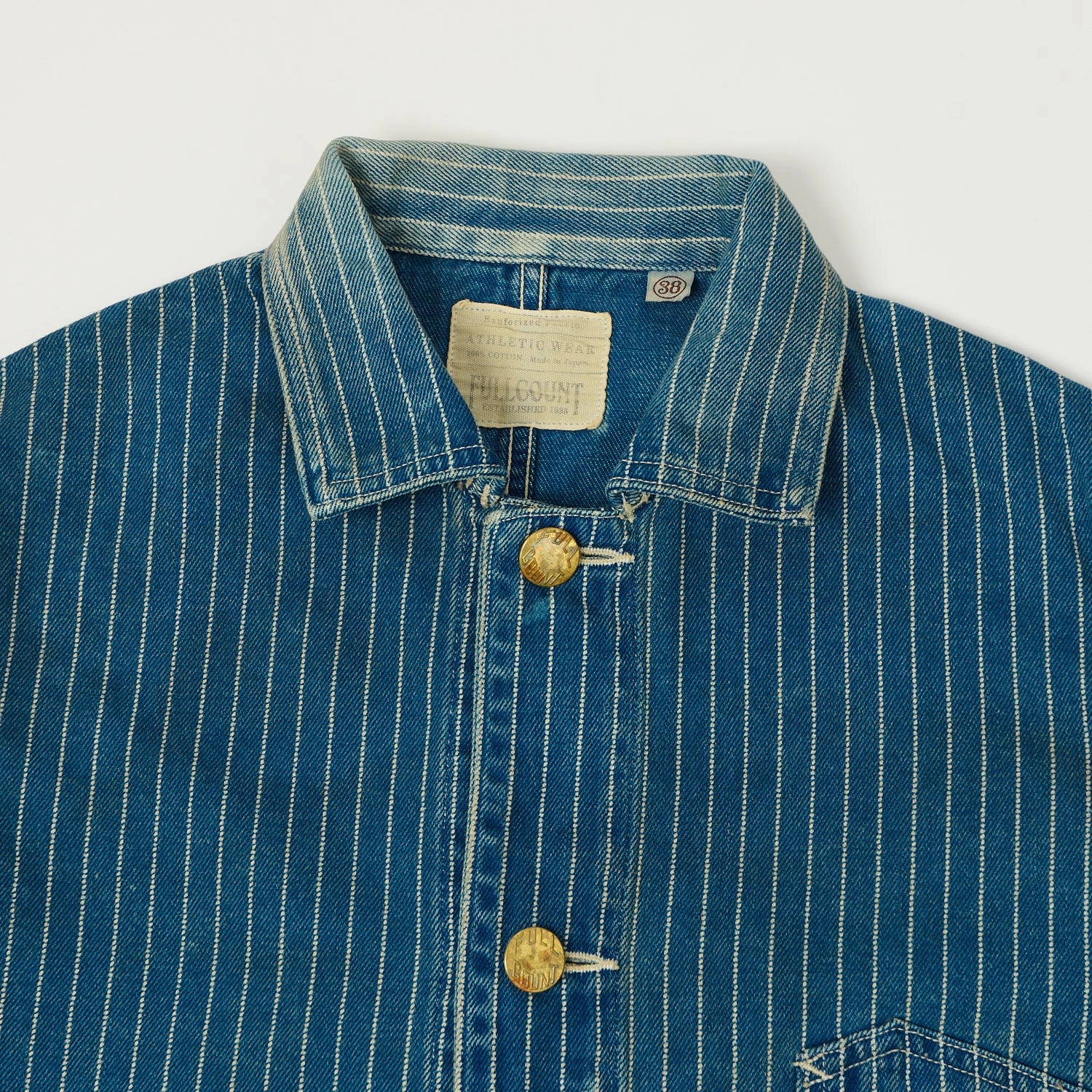 Full Count 2015 Indigo Wabash Chore Jacket - Heavy Wash Fade Resistant Dye