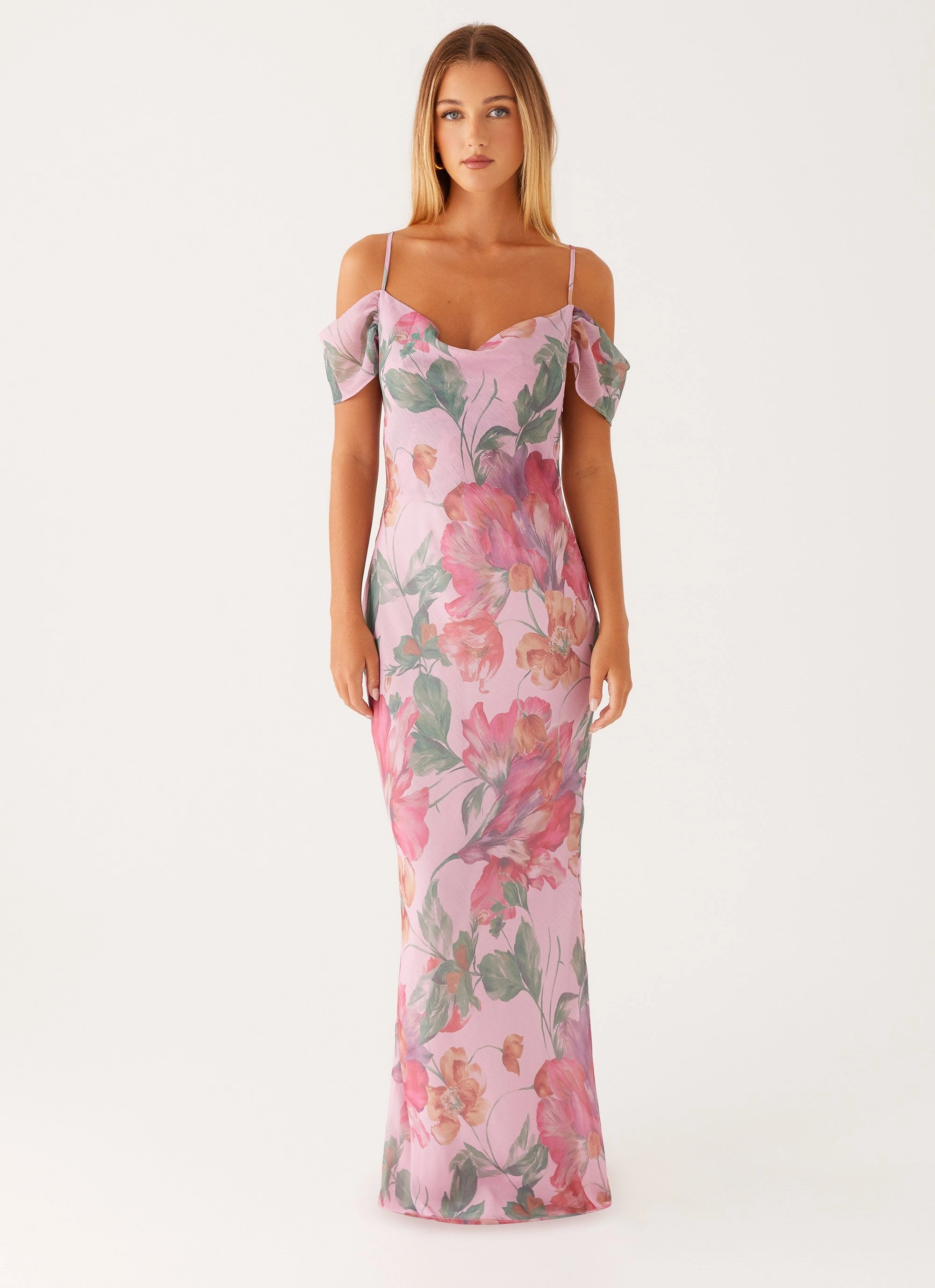 Seline Maxi Dress - Pink Floral Light Wear