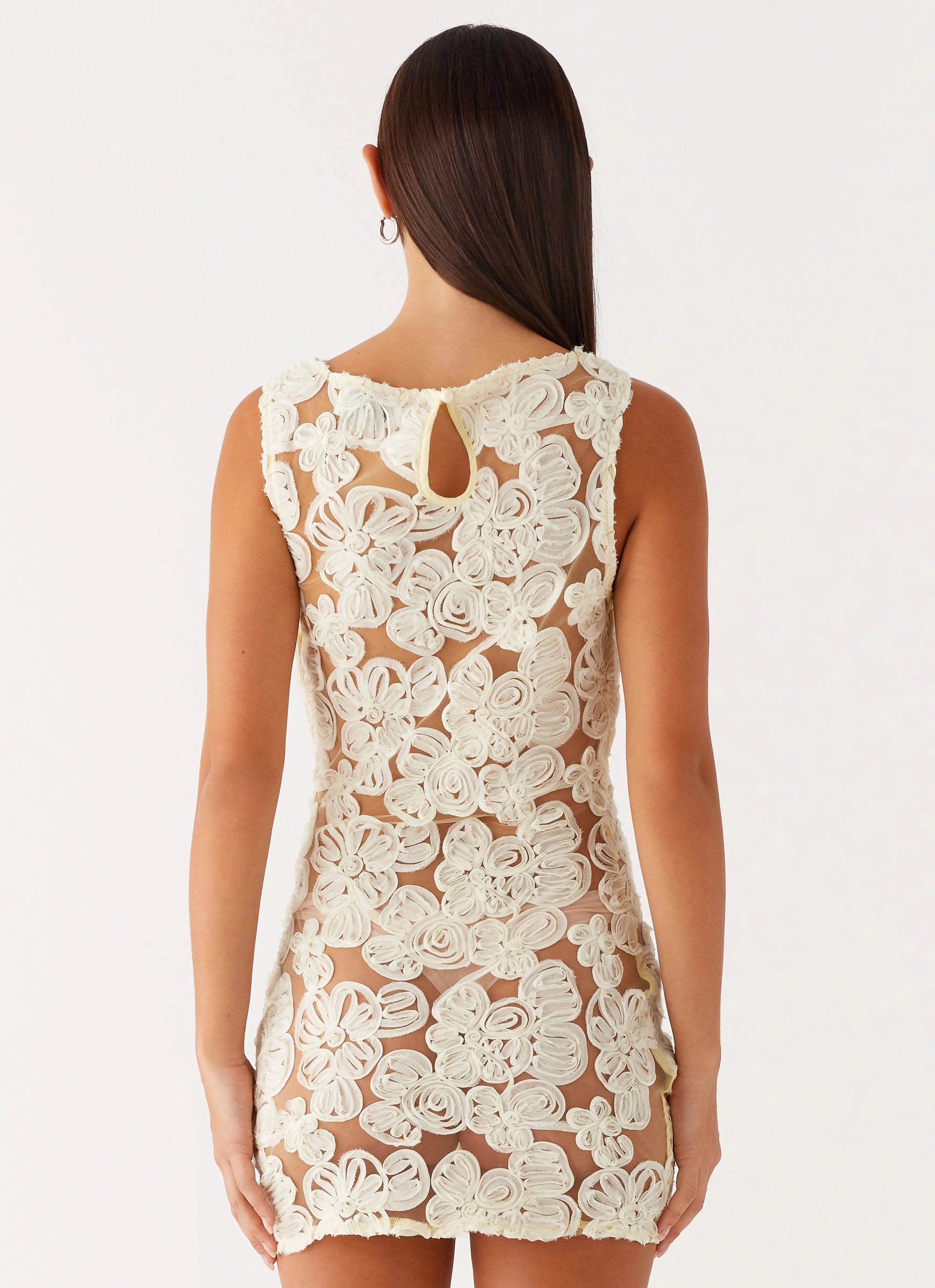 Printed-Fabric Candace Mini Dress - Yellow