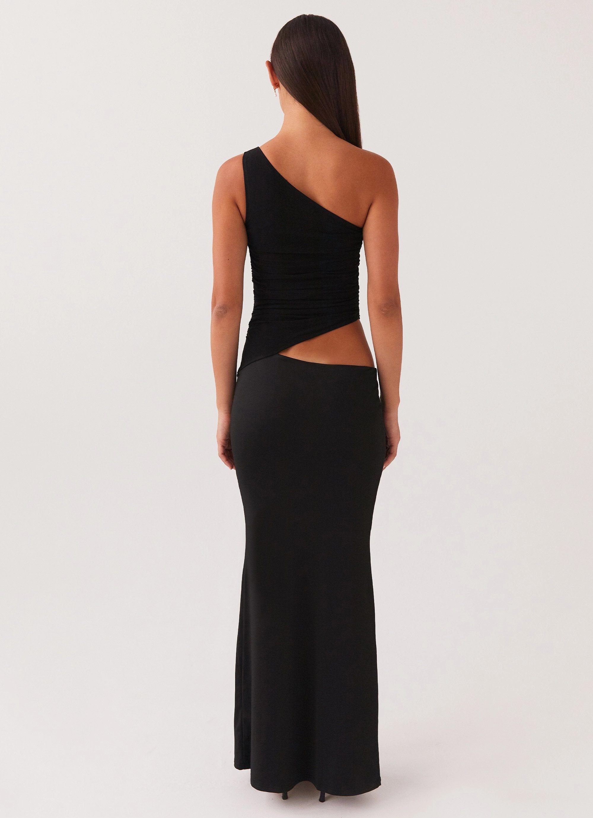 Layering Piece Seranella One Shoulder Maxi Dress - Black