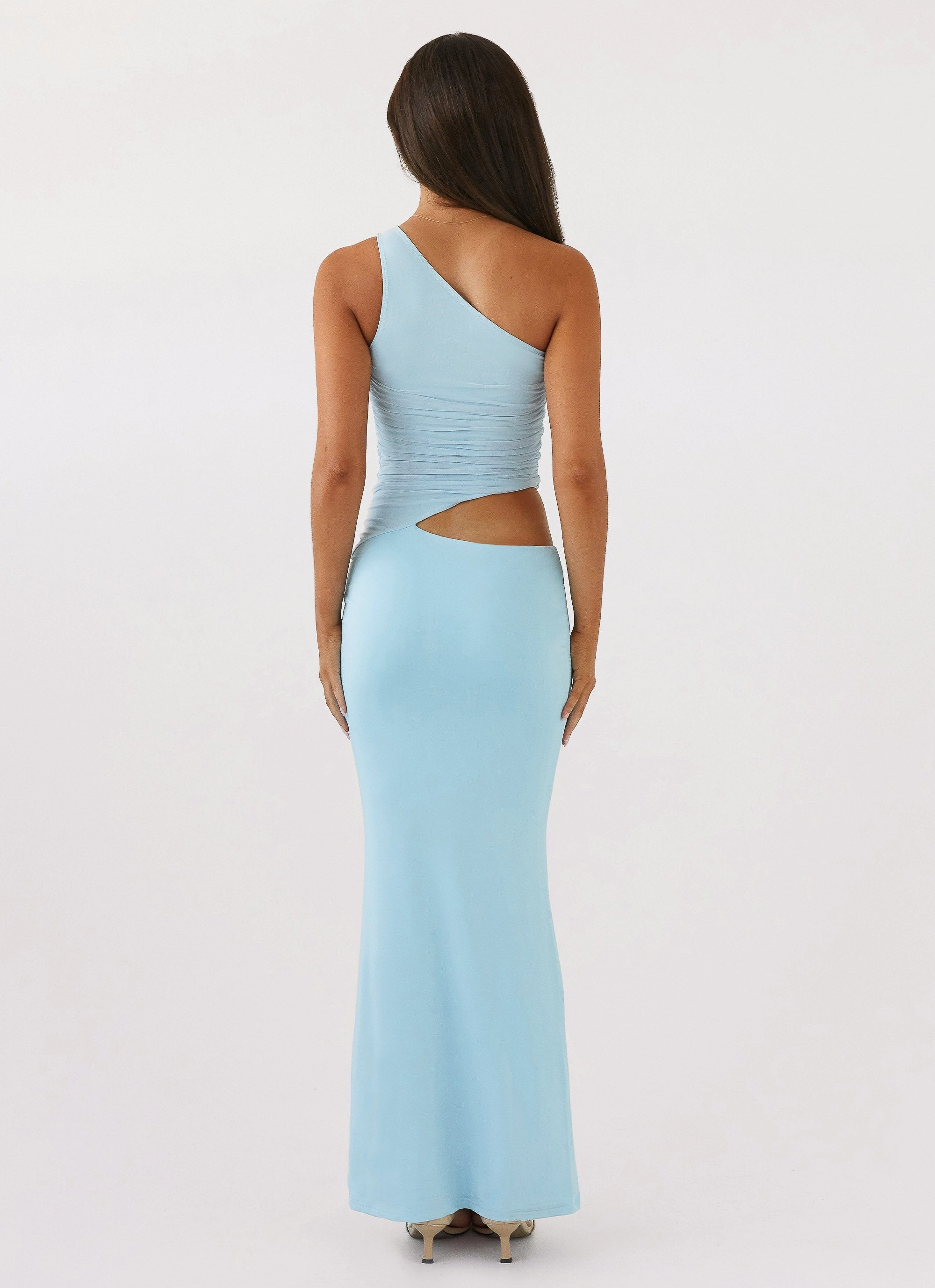 Light Drape Seranella One Shoulder Maxi Dress - Sky Blue