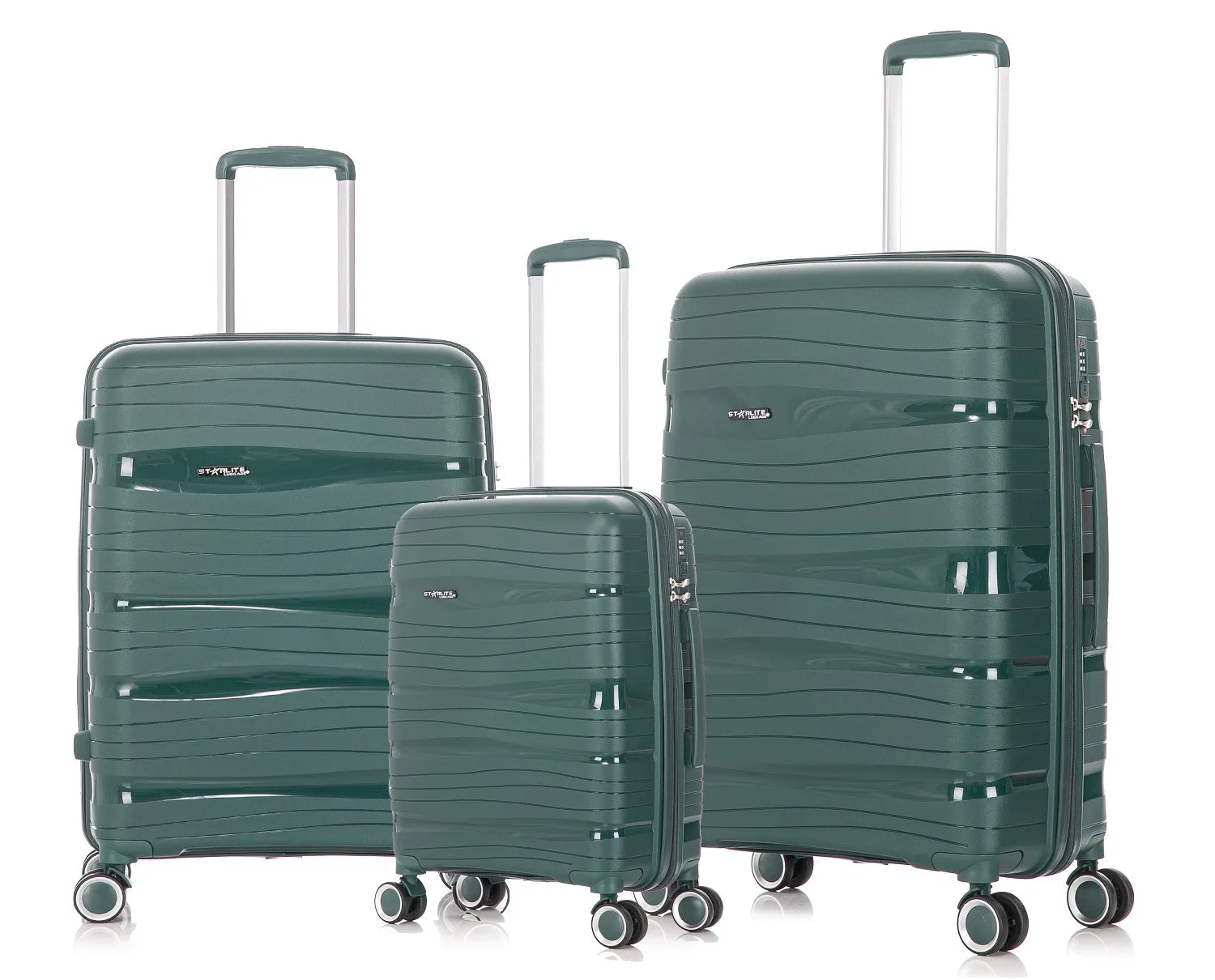 Set of 3 Polypropylene Hard Shell PP801 - Green