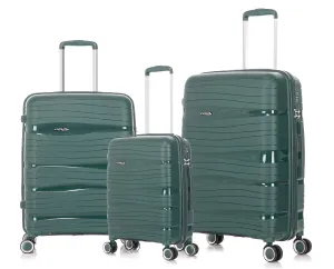 Set of 3 Polypropylene Hard Shell PP801 - Green