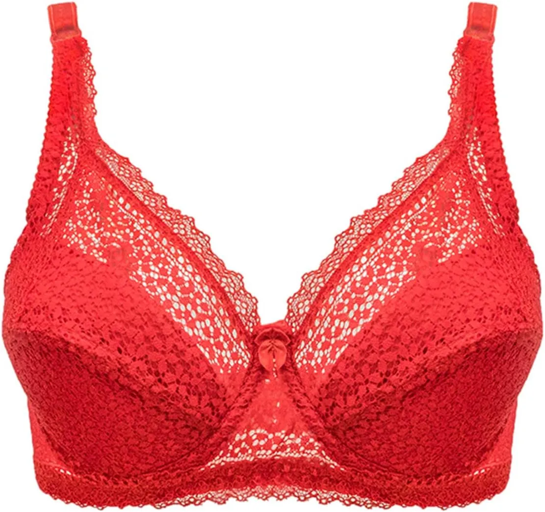 Sexy Bras for Women Plus Size Wireless Lace Push Up Bras Full Coverage Adjustable Breathable Breathable Comfy Bralettes