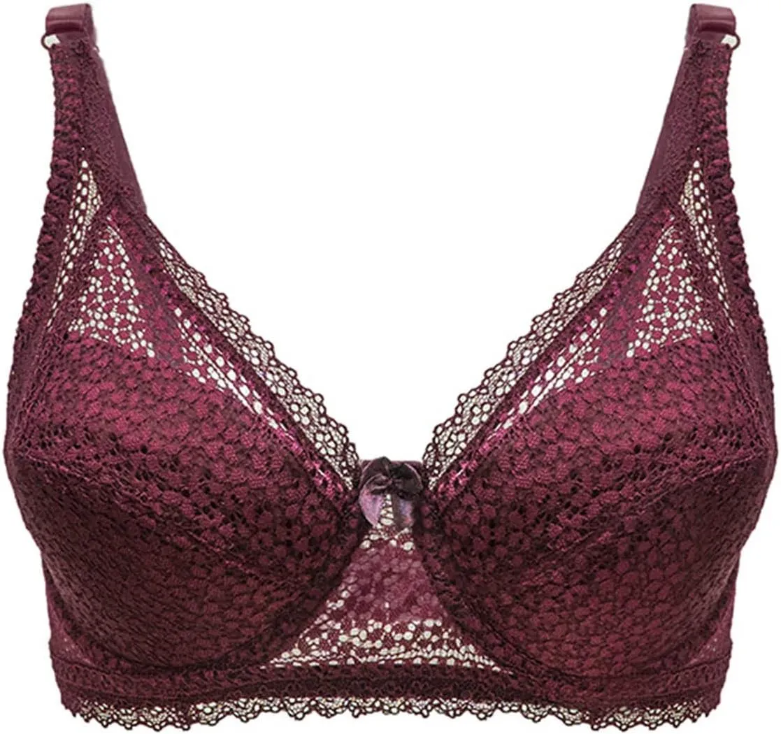 Sexy Bras for Women Plus Size Wireless Lace Push Up Bras Full Coverage Adjustable Breathable Breathable Comfy Bralettes