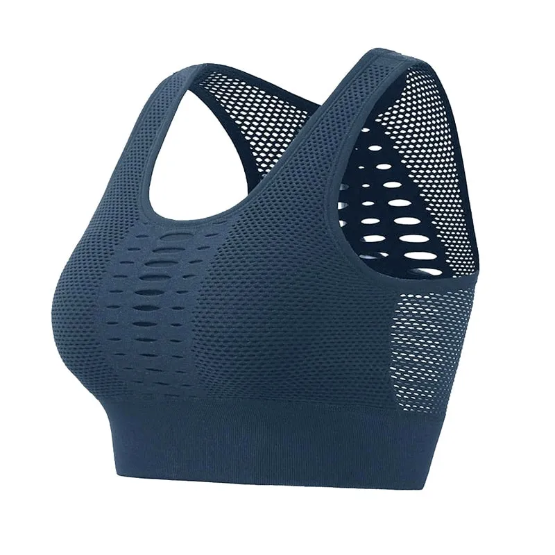 Sexy Mesh Breathable Push Up Nylon Sports Bra For Women