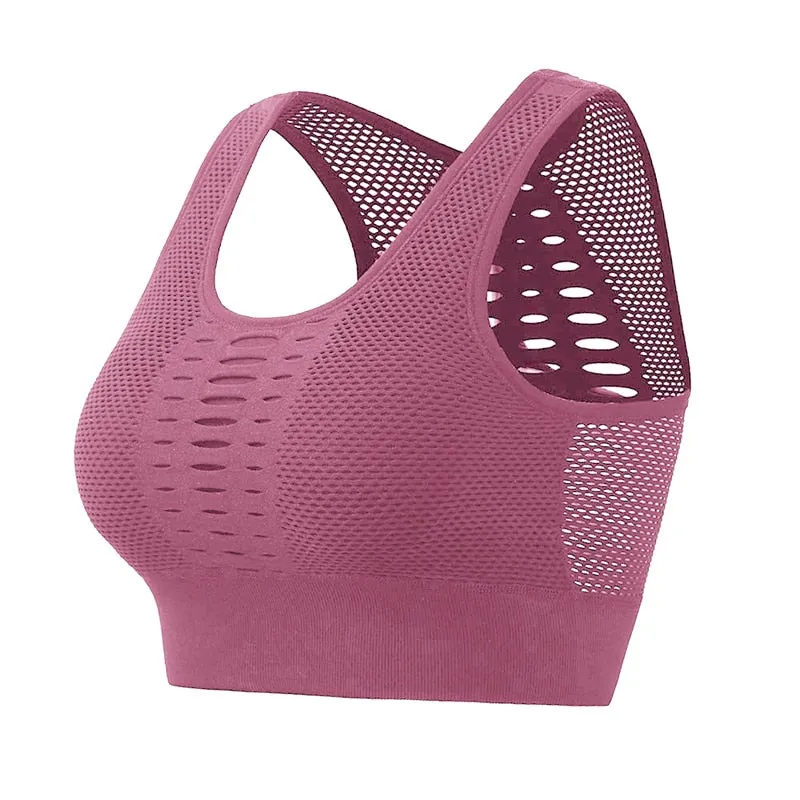 Sexy Mesh Breathable Push Up Nylon Sports Bra For Women
