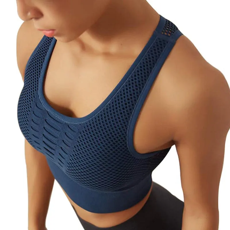 Sexy Mesh Breathable Push Up Nylon Sports Bra For Women