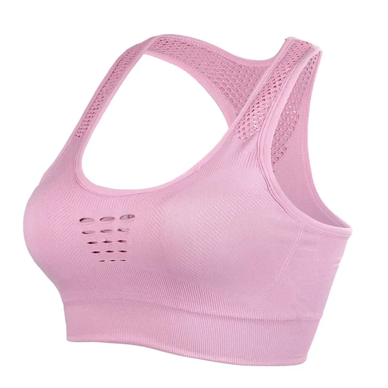 Sexy Mesh Breathable Push Up Nylon Sports Bra For Women